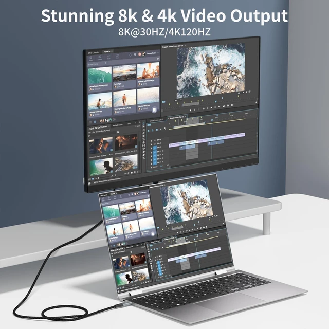 Alt view image 8 of 10 - HOTUTUKI USB c high Speed Data Transfer Cable 20 ft Compatible with Thunderbolt 4/3,Type c to Type c Long,USBC 3.2 Monitor Cable Support 20Gbps 100W PD Fast Charging Cord, 4K@120Hz for eGPU, Monitor