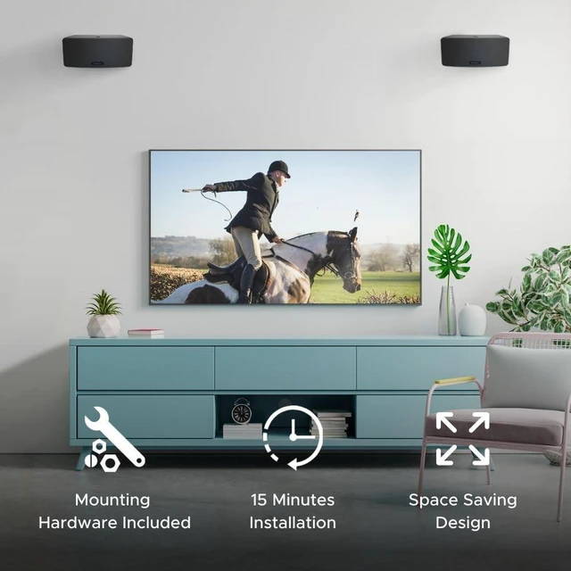 Alt view image 8 of 10 - Sound Bass Play 3 Wall Mount Black Pair, Compatible with Sonos Play:3 Only, Twin Pack, Adjustable Swivel & Tilt Mechanism, 2 Mounting Brackets Includes All Fixings