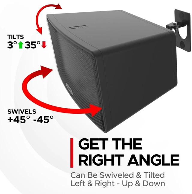 Alt view image 10 of 10 - Sound Bass Play 3 Wall Mount Black Pair, Compatible with Sonos Play:3 Only, Twin Pack, Adjustable Swivel & Tilt Mechanism, 2 Mounting Brackets Includes All Fixings