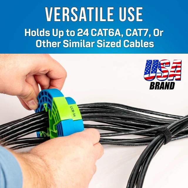 Alt view image 7 of 10 - Jonard Tools CCB-34 Cable Comb Organizing Tool, Wire Comb, Dresser, Bundler, Ethernet Network Cable, Data Cat6A, Cat7 Blue/Green