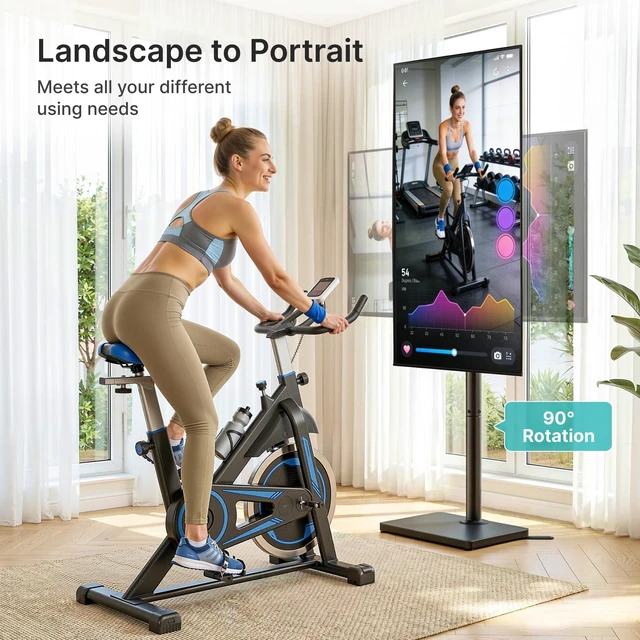 Alt view image 7 of 10 - Pegzone Floor TV Stand with Mount for 32-65 inch TVs up to 88lbs, 90 Rotation Standing TV Mount with Height Adjustment, Swivel TV Stand with Extendable Feet, for Bedroom, Corner, Living Room, Black