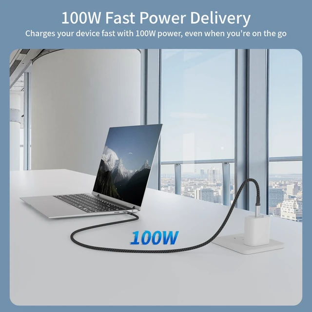 Alt view image 9 of 10 - HOTUTUKI USB c high Speed Data Transfer Cable 20 ft Compatible with Thunderbolt 4/3,Type c to Type c Long,USBC 3.2 Monitor Cable Support 20Gbps 100W PD Fast Charging Cord, 4K@120Hz for eGPU, Monitor