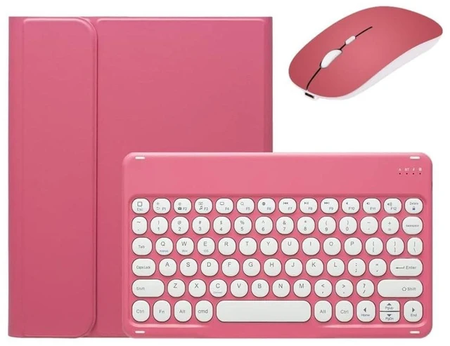 Alt view image 10 of 10 - kaidisen Keyboard Case for iPad A16 2025/ iPad 10th Generation 2022 Case with Bluetooth Mouse and Detachable Cute Round Key Candy Color Keyboard Cover,Dark Pink