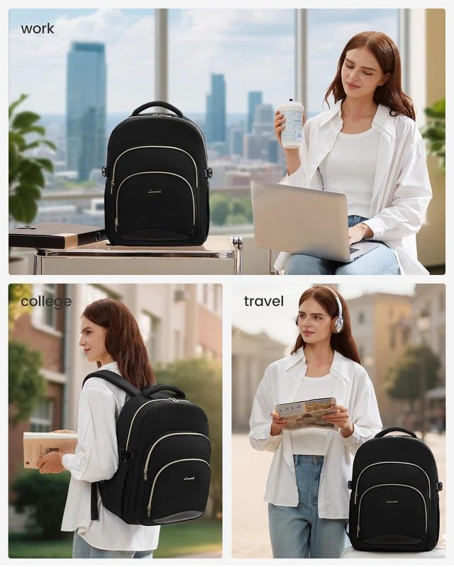 Alt view image 8 of 10 - LOVEVOOK Laptop Backpack for Women, 15.6-Inch Work Backpack, Back to School Bookbag for College Student Teen Girls, Casual Personal Item Travel Bag Business Computer Daypack for Teacher Nurse, Gift