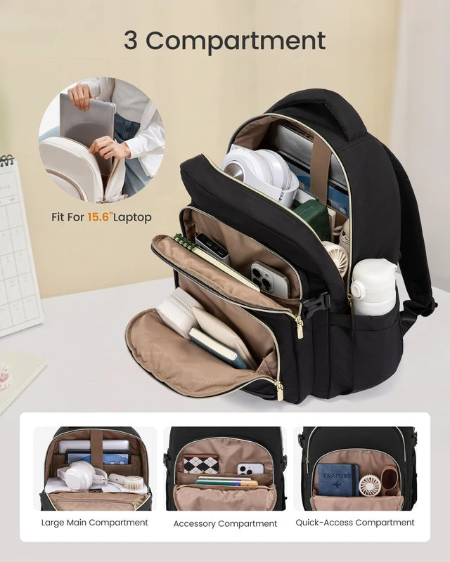 Alt view image 7 of 10 - LOVEVOOK Laptop Backpack for Women, 15.6-Inch Work Backpack, Back to School Bookbag for College Student Teen Girls, Casual Personal Item Travel Bag Business Computer Daypack for Teacher Nurse, Gift