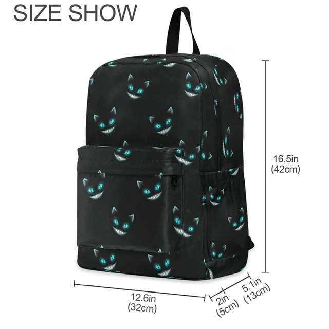 Alt view image 7 of 10 - ZzWwR Cute Cheshire Cat Faces Pattern Casual Polyester Computer Backpack Large Daypack for Business Sport Travel School Bookbags