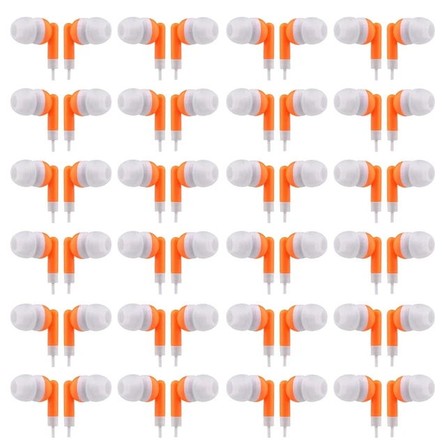 Alt view image 6 of 10 - CN-Outlet Wholesale Bulk Eearbuds Headphones 100 Pack for Kids,Classroom,Labs,Students and Adults(Orange)