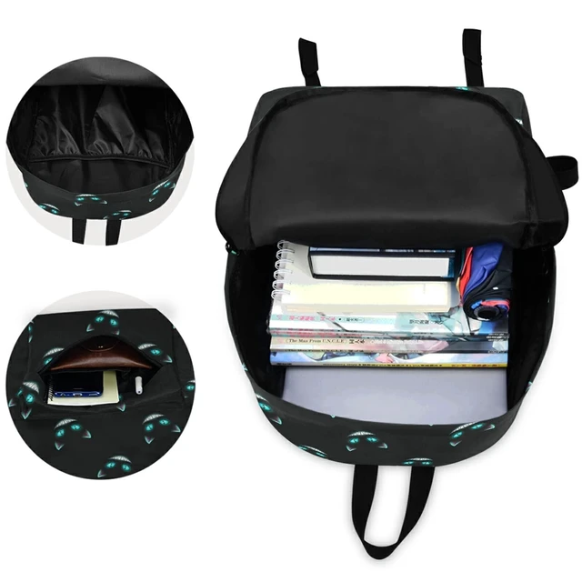 Alt view image 9 of 10 - ZzWwR Cute Cheshire Cat Faces Pattern Casual Polyester Computer Backpack Large Daypack for Business Sport Travel School Bookbags