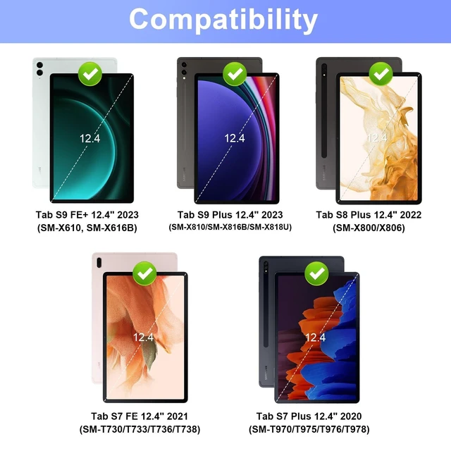 Alt view image 7 of 10 - SOPPY 7 Colors Backlit Keyboard Case with Mouse for 12.4" Samsung Galaxy Tab S7 FE/S7 Plus/S8 Plus/S9 FE Plus/S9 Plus/S10+, Wireless Keyboard with Case & Pen Holder for Samsung Tab 12.4 Inch, Purple