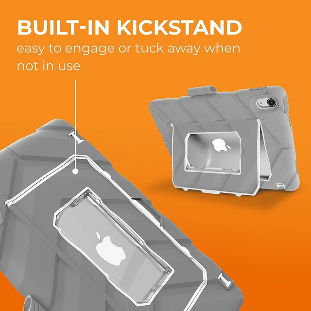 Alt view image 8 of 10 - Gumdrop Hideaway Rugged iPad case with Stand Fits Apple iPad 11th Generation ^^A16^^ & 10th Gen Drop Tested Cover - Gray