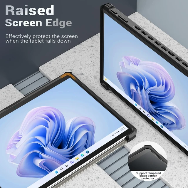 Alt view image 9 of 10 - MoKo Case for Microsoft Surface Pro 11, Surface Pro 10, Surface Pro 9 13 Inch, All-in-One Rugged Cover with Kickstand Protective Case, Compatible with Type Cover Keyboard, Frosted Black