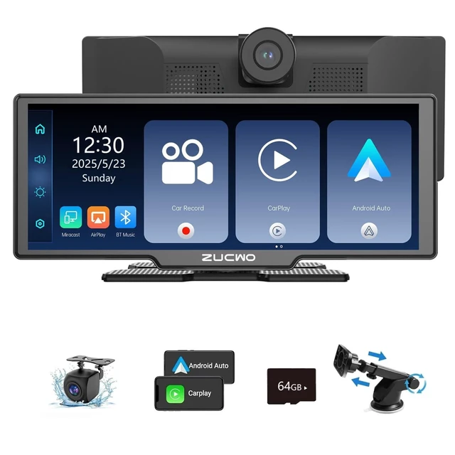 Alt view image 6 of 10 - 11.26 Inch Wireless CarPlay Screen for Car, Apple CarPlay & Android Auto Touch Screen for Car, Bluetooth, BT Music, Navigation, Car Record for Vehicles (Black)