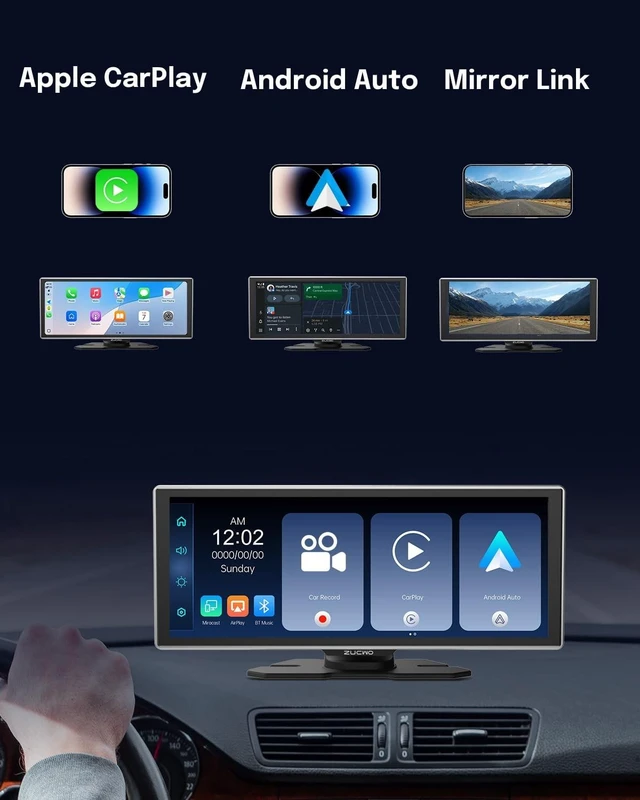 Alt view image 9 of 10 - 11.26 Inch Wireless CarPlay Screen for Car, Apple CarPlay & Android Auto Touch Screen for Car, Bluetooth, BT Music, Navigation, Car Record for Vehicles (Black)