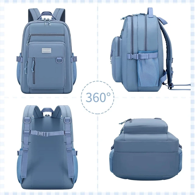 Alt view image 10 of 10 - PRAGARI Kids Backpack for School Cute Aesthetic Blue Backpack Girls Student Bookbag Women Travel Lightweight Book Bag