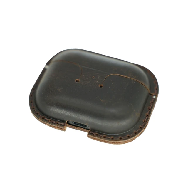 Alt view image 7 of 10 - JJNUSA Genuine Vintage Leather Distressed Leather for Apple Airpods Pro 3 3rd Gen (2025) Wireless Charging Protective Cover Earbud Case Compatible with MagSafe Dakrbrown