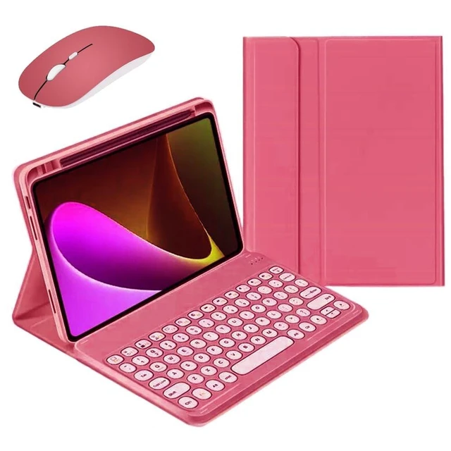 Alt view image 6 of 10 - kaidisen Keyboard Case for iPad Air 11 inch M3/M2 (2025/2024), Air 5th/4th Gen 10.9"/iPad Pro 11 inch 4th/3rd/2nd Gen Case with Keyboard and Mouse, Detachable Candy Color Round Key,Dark Pink