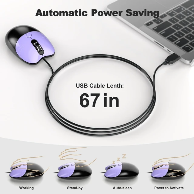Alt view image 10 of 10 - Dilter Wired Keyboard and Mouse Combo, Retro Keyboard with Full Size, Cute Cat Shaped Mouse, USB Plug and Play for Windows 7/8/10, Laptop, Desktop, PC, Computer (Black Purple)