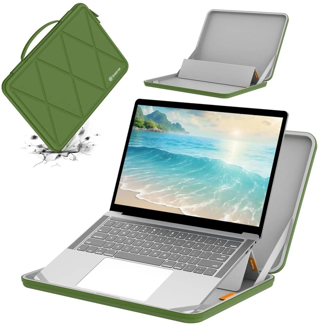 Alt view image 6 of 10 - Smatree MS93 Hard EVA Protective Sleeve Case with Stand Compatible for 16 inch HP ZBook Fury 16 G10/G9 Mobile Workstation PC, Green