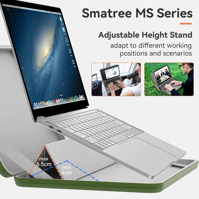 Alt view image 8 of 10 - Smatree MS93 Hard EVA Protective Sleeve Case with Stand Compatible for 16 inch HP ZBook Fury 16 G10/G9 Mobile Workstation PC, Green