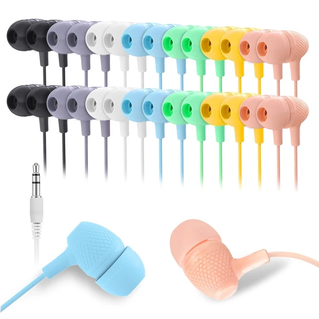 Alt view image 6 of 10 - Wensdo Kids Earbuds Bulk 100 Pack Macaron Colors Mixed, Wholesale Durable Earphones in-Ear Headphones Perfect for Schools Classroom Students Teens Children Gift and Adult