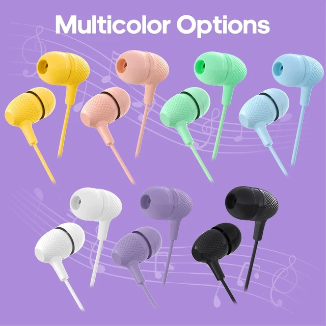 Alt view image 7 of 10 - Wensdo Kids Earbuds Bulk 100 Pack Macaron Colors Mixed, Wholesale Durable Earphones in-Ear Headphones Perfect for Schools Classroom Students Teens Children Gift and Adult