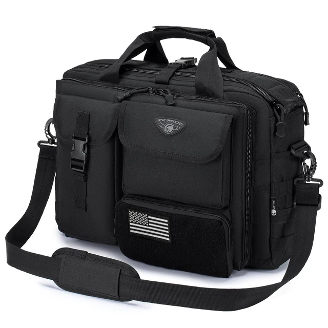 Alt view image 6 of 10 - Stypos Tactical Messenger Bag, 14 Inch Tactical Briefcase for Man Military Laptop Bag Messenger Shoulder Bag, Includes a Flag