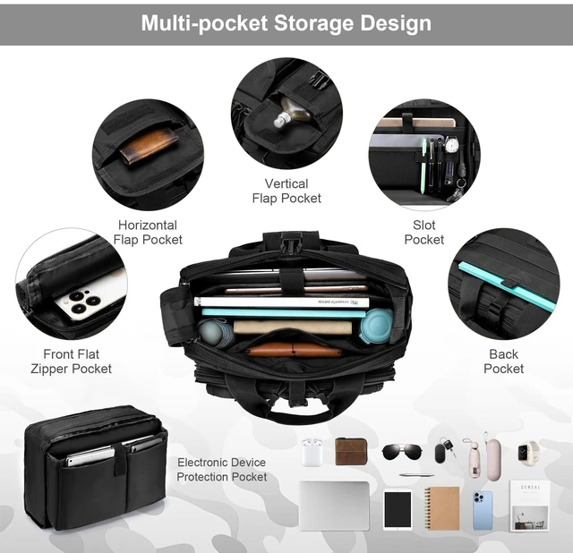 Alt view image 9 of 10 - Stypos Tactical Messenger Bag, 14 Inch Tactical Briefcase for Man Military Laptop Bag Messenger Shoulder Bag, Includes a Flag