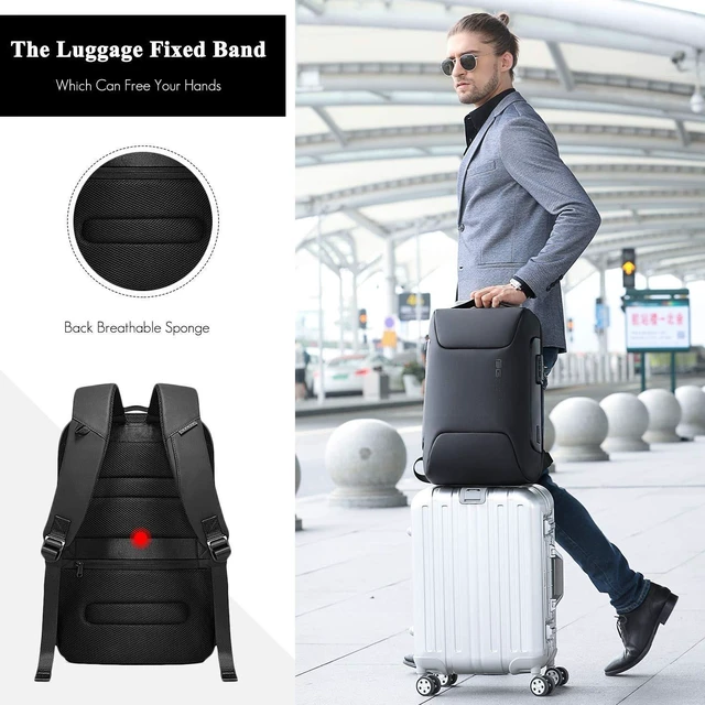 Alt view image 8 of 10 - FANDARE Laptop Backpack Business Anti-Theft Daypacks Travel Large Backpack with USB Charging Port Waterproof Computer Bag for Women & Men Fits 15.6 Inch Notebook Black