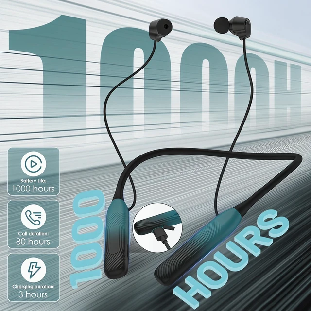 Alt view image 8 of 10 - Neckband Bluetooth Headphones, Bluetooth Earbud with 1000H Play Time