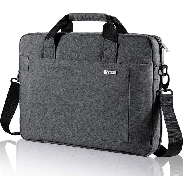 Alt view image 6 of 10 - Voova Laptop Bag Case 17 17.3 Inch Computer Sleeve Messenger Bag with Shoulder Strap Expandable Waterproof Large Capacity Business Briefcase for Work Travel Fit 17-18 Laptop, Men Women, Gray