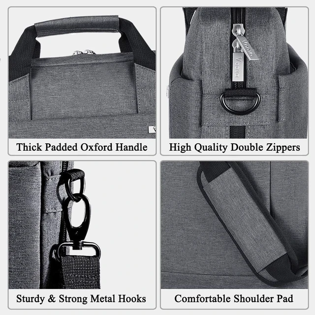 Alt view image 10 of 10 - Voova Laptop Bag Case 17 17.3 Inch Computer Sleeve Messenger Bag with Shoulder Strap Expandable Waterproof Large Capacity Business Briefcase for Work Travel Fit 17-18 Laptop, Men Women, Gray