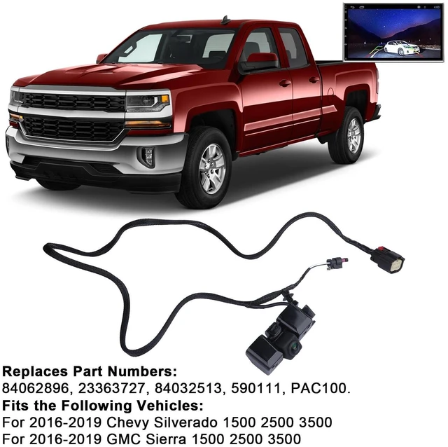 Alt view image 7 of 10 - Rear View Reverse Backup Camera for 2016 2017 2018 2019 Chevy Chevrolet Silverado GMC Sierra 1500 2500 3500 Safety Parking Assist Camera Replace 84062896, 23363727, 84032513, 590111, PAC100