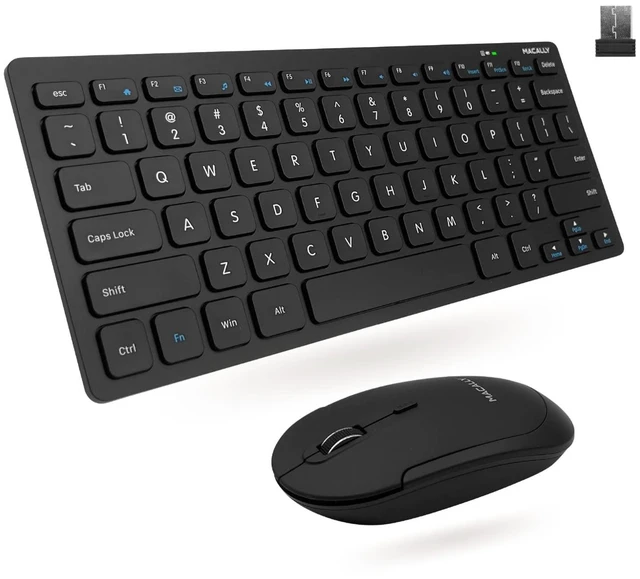 Alt view image 6 of 10 - Macally Small Wireless Keyboard and Mouse Combo - Quiet Productivity Duo - 2.4G Wireless Keyboard Mouse for PC - 78 Key Mini Keyboard and Mouse with Slim Body, Click Buttons, and 3 DPI Modes
