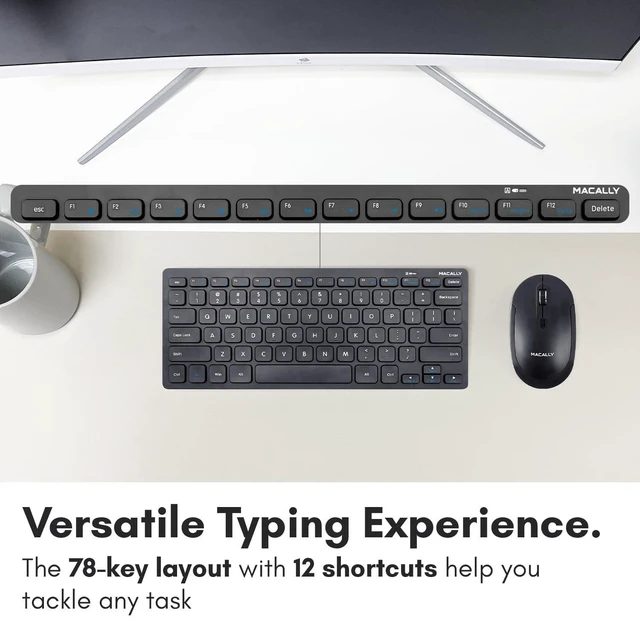 Alt view image 9 of 10 - Macally Small Wireless Keyboard and Mouse Combo - Quiet Productivity Duo - 2.4G Wireless Keyboard Mouse for PC - 78 Key Mini Keyboard and Mouse with Slim Body, Click Buttons, and 3 DPI Modes