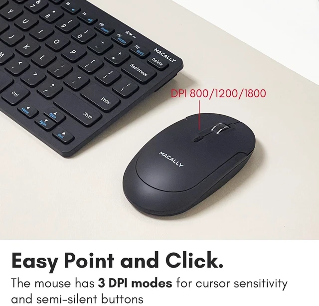 Alt view image 10 of 10 - Macally Small Wireless Keyboard and Mouse Combo - Quiet Productivity Duo - 2.4G Wireless Keyboard Mouse for PC - 78 Key Mini Keyboard and Mouse with Slim Body, Click Buttons, and 3 DPI Modes