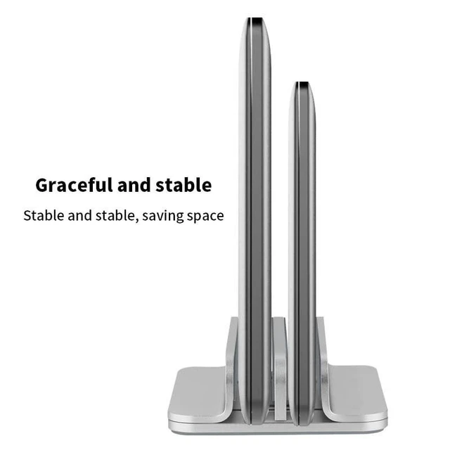 Alt view image 10 of 10 - DC DREWCHAN Aluminum Alloy Double Slot Storage Port Vertical Laptop Standlaptop stand for deskadjustable laptop standApplicable to all MacBook models