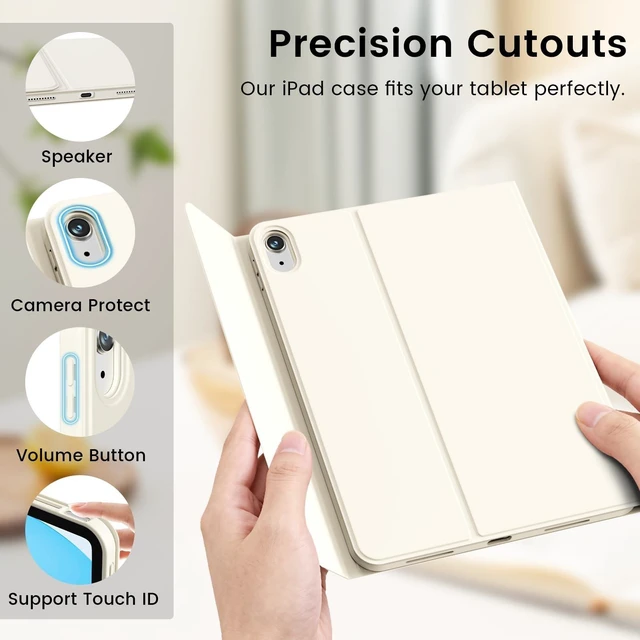 Alt view image 9 of 10 - SQQSOOZ Keyboard Case for iPad (A16) 11th/10th Generation, iPad 11 inch 2025/10.9 inch 2022 Case, Detachable Wireless Bluetooth Keyboard, Stand Folio Cover with Pencil Holder (Cream White)