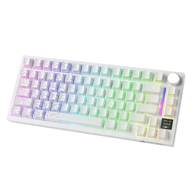 Alt view image 6 of 10 - ATTACK SHARK X820ULTRA Wireless Gaming Mechanical Keyboard with TFT Smart Display&Knob,Side Print PBT,Gasket Mounted 75% TKL Keyboard,BT5.0/2.4GHz/USB-C,RGB Backlit White Contour Gift Edition S