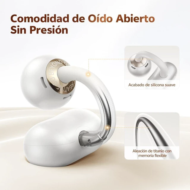 Alt view image 7 of 10 - QCY Crossky C50 Clip On Earbuds Open Ear Wireless Bluetooth 6.0 Headphones with 4 Mic, 35H Playtime Ear Cuff Earbuds Comfortable for Running/Fintness, IPX5 Waterproof, Ultra Lightweight