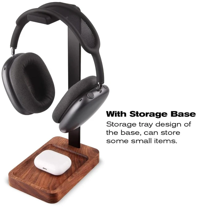 Alt view image 10 of 10 - PHERKORM Walnut Wood & Aluminum Headset Holder, Desktop Headphone Stand, Universal headphone holder for most music gaming headsets - Black Walnut