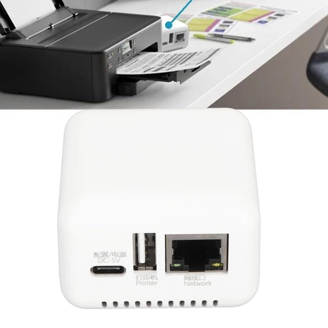 Alt view image 7 of 10 - Print Server, LAN USB 2.0 Printer Server Adapter, 1 Port N USB 2.0 Network Print Server with Type C and USB Port for for Linux 3.4 (US Plug)