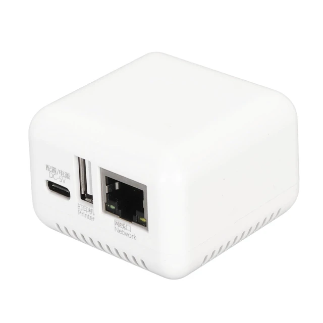 Alt view image 6 of 10 - Print Server, LAN USB 2.0 Printer Server Adapter, 1 Port N USB 2.0 Network Print Server with Type C and USB Port for for Linux 3.4 (US Plug)