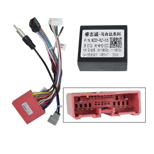 Alt view image 6 of 10 - Strpump 16PINs Compatible for Mazda 3 5 6 CX-7 Car Radio Stereo Power Harness Cable Wire Loom with Can Bus Decoder Radio Antenna Adapter