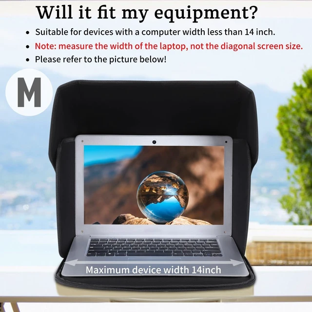 Alt view image 7 of 10 - YUMTIM Laptop Sun Shade Laptops Sun Glare Shield Laptop Sunshade Bag for Working Outside Privacy Screen Hood Foldable Shield Cover 12-14'' (Patent Pending)