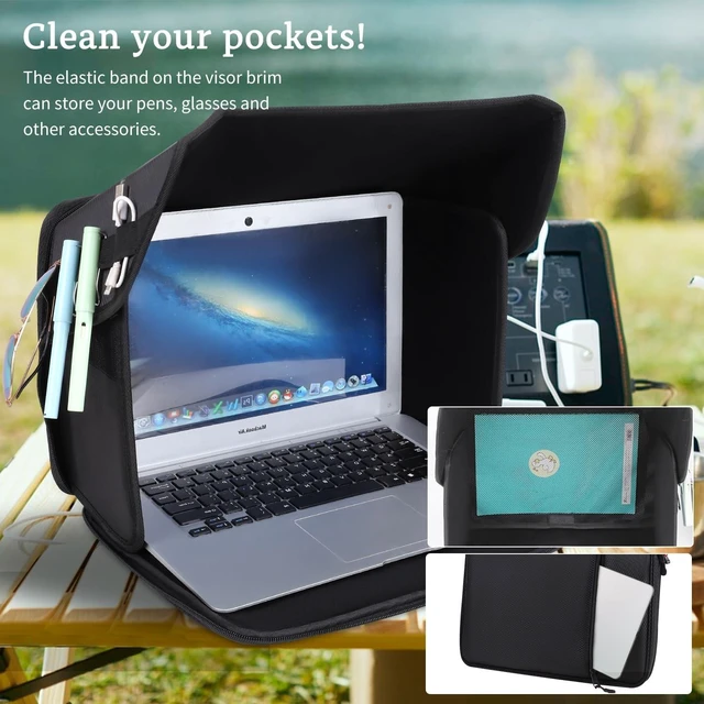 Alt view image 9 of 10 - YUMTIM Laptop Sun Shade Laptops Sun Glare Shield Laptop Sunshade Bag for Working Outside Privacy Screen Hood Foldable Shield Cover 12-14'' (Patent Pending)