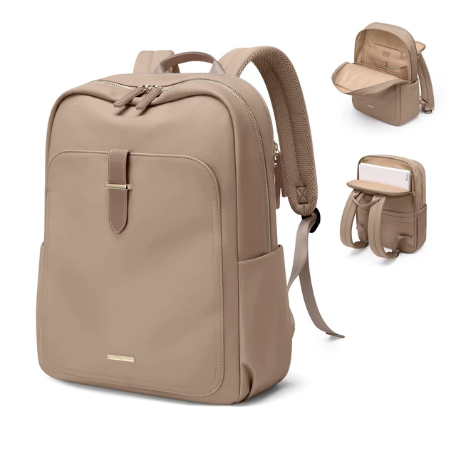 Alt view image 6 of 10 - GOLF QUALITY Laptop Backpack for Women,Casual Work Business Backpacks Purse Carry on Travel Backpack,15.6 Inch,Champagne Brown