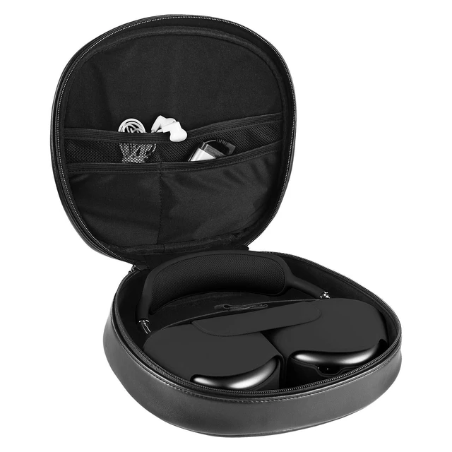 Alt view image 8 of 10 - Geekria Headphones Pouch Compatible with AirPods Max Case, Soft Shell Replacement Protective Travel Carrying Bag with Cable Storage (Black)