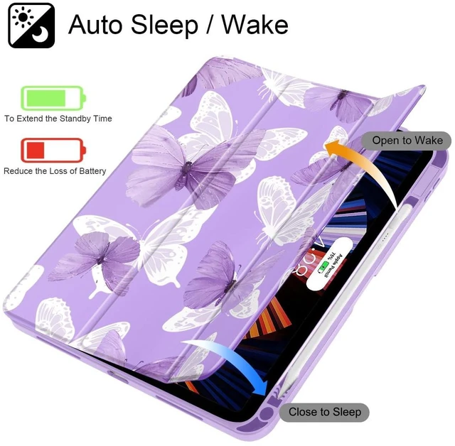 Alt view image 8 of 10 - May Chen for iPad (A16) 11th Generation Case 11 Inch 2025, iPad 10th Gen Case 2022 10.9 inch, Built-in Pencil Holder with Shockproof Cover Clear Transparent Back Shell Auto Wake/Sleep, Butterfly