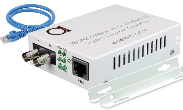 Alt view image 6 of 10 - Single Mode ST Gigabit Fiber Media Converter - Built-in Fiber Module 20 km (12.42 Miles) ST to UTP Cat5e Cat6 10/100/1000 RJ-45 Auto Sensing Gigabit or Fast Ethernet - Jumbo Frame - LLF Support