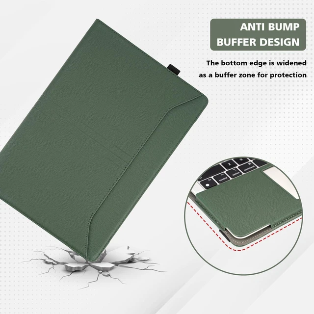 Alt view image 9 of 10 - TYTX Compatible with MacBook Air 13 Inch Case 2018-2021 PU Leather with Stand & Vents for Model A2337 M1 A2179 A1932, Green